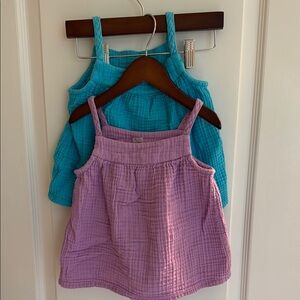 Primary Blue and Purple Tank Tops Vibrant and Textured